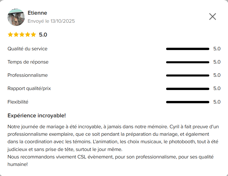Avis client Étienne