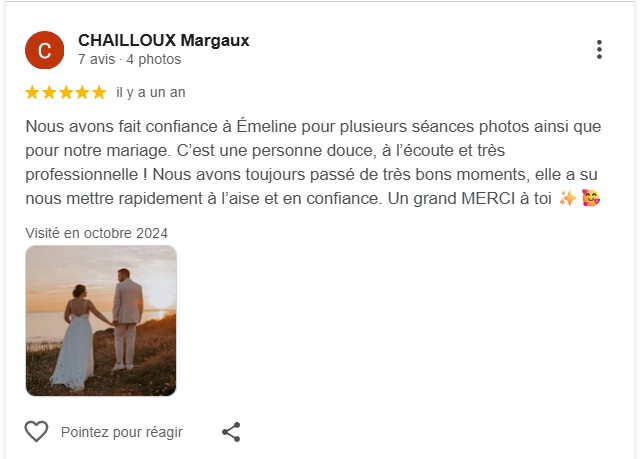 Avis client mariage