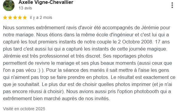 Avis client mariage