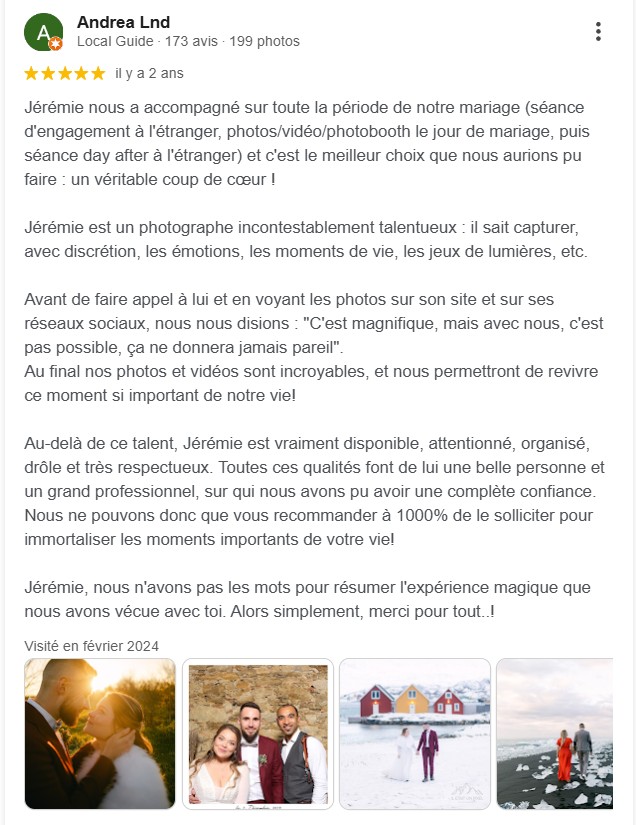 Avis client mariage